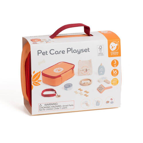 16pc Classic World Children's Wooden Pet Care Playset 3Y+ Orange