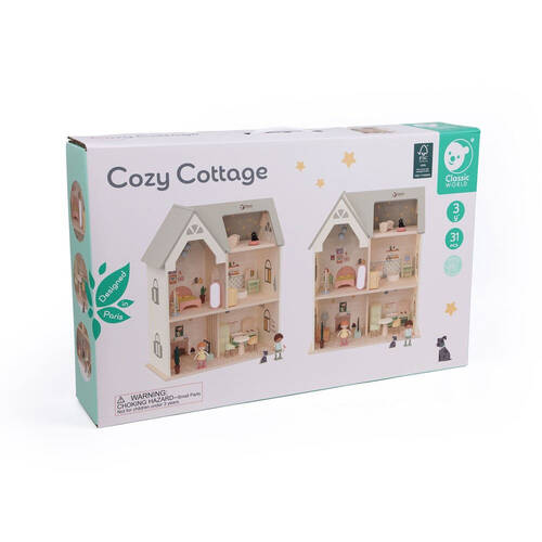 31pc Classic World Children's Wooden Cozy Cottage Pretend Playset 3Y+