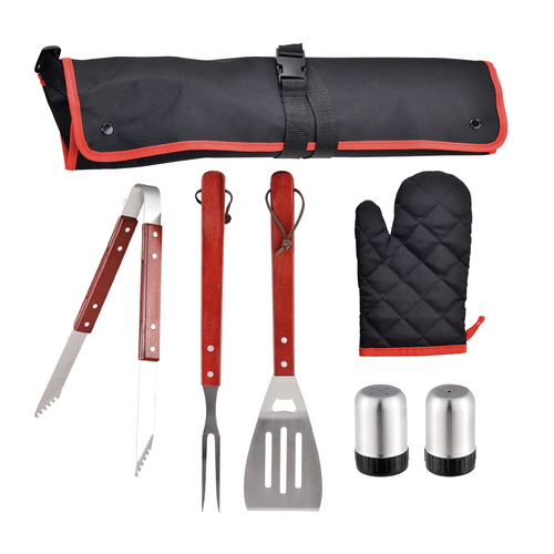 7pc Bergner Stainless Steel BBQ Utensil Spatula/Clamp/Fork Set