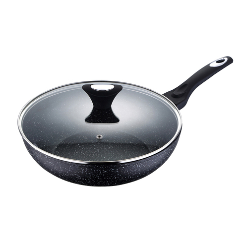 Bergner Galaxy 28cm Forged Aluminium Wok w/ Lid - Black