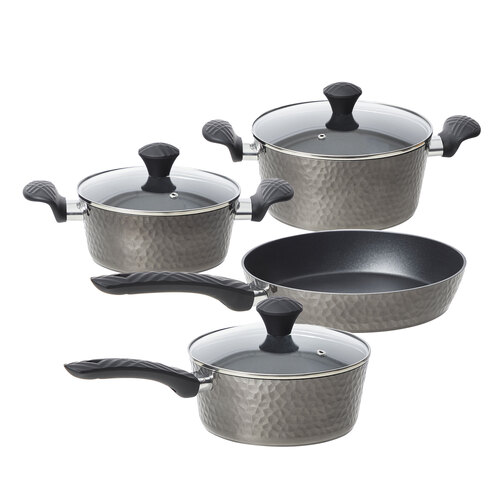 7pc Cooper & Co. Titanium Pots Pans Cookware Set - Black