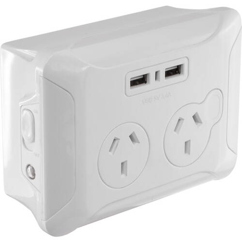 CLIP OVER WALL PLATE WITH USBDOUBLE GPO NIGHT LIGHT AC