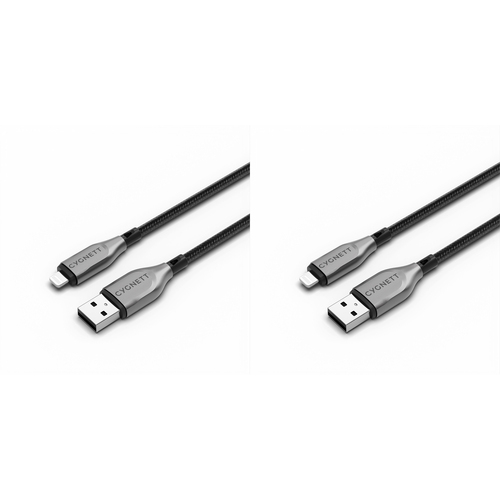 2PK Cygnett Armoured USB-A to 8-Pin Cable 50cm For iPhone 14 - Black