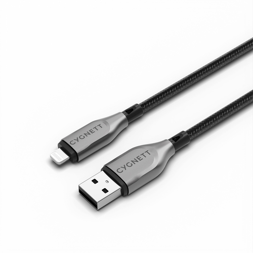 Cygnett Armoured USB-A to 8-Pin Cable 1M For iPhone - Black