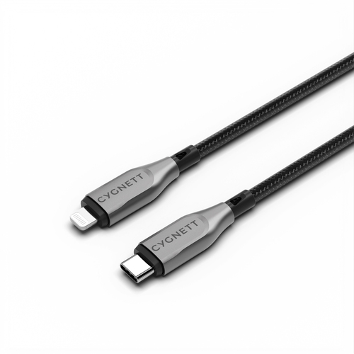 Cygnett Armoured USB-C to 8-Pin Cable 50cm For iPhone - Black