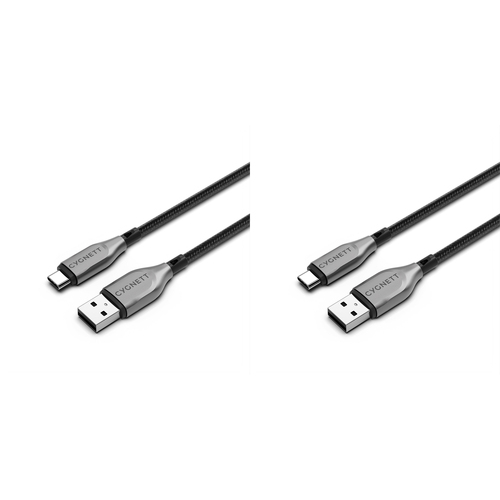 2PK Cygnett Armoured USB-C to USB-A Charger & Data Sync Cable 2M - Black