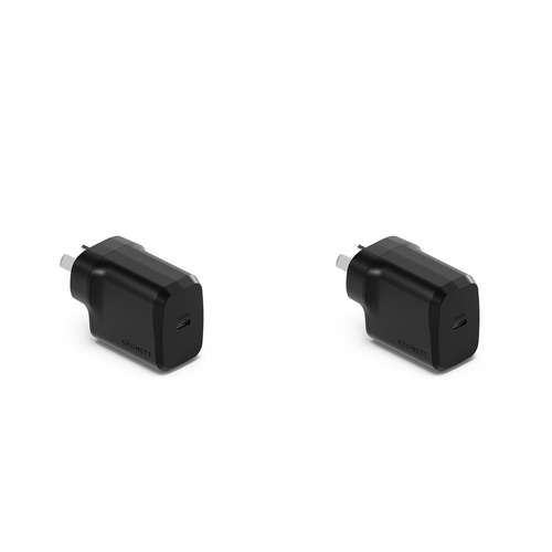 2PK Cygnett PowerPlus 25W GaN USB-C Wall Samsung Charger Adapter - Black