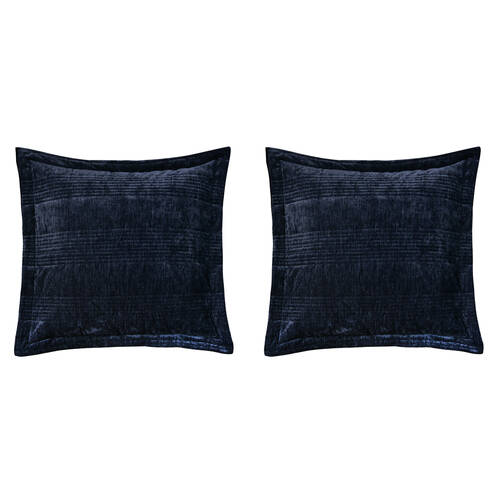 2PK Bianca Cyrano Indigo Polyester Velvet European Pillowcase Cushion 65x65cm