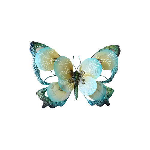 Darlin Capiz Shell/Metal Disc 26x10cm Butterfly Wall Hanging Art Small