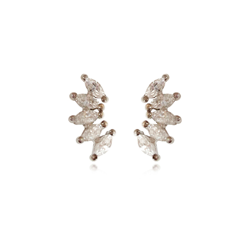 Culturesse Aliz Zircon Arch 8mm Stud Earrings - Silver