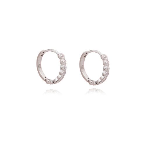 Culturesse Brie 12mm Fine Dainty Hoop Earrings - White Gold