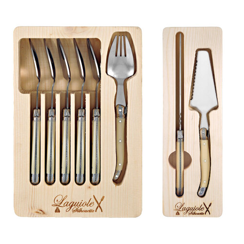 8pc Laguiole Silhouette Stainless Steel Cake Serving Set - Ivory