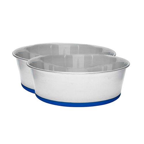 2PK Banquet Stainless Steel Pet Food Bowl w/ Rubber Base 950ml