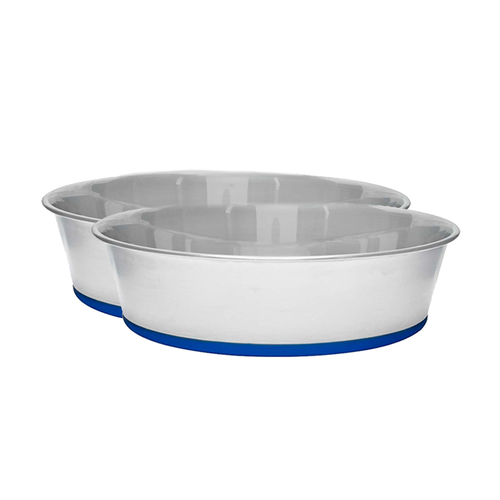 2PK Banquet Stainless Steel Pet Food Bowl w/ Rubber Base 1.9L