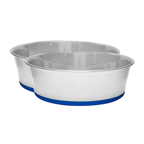2PK Banquet Stainless Steel Pet Food Bowl w/ Rubber Base 3.9L