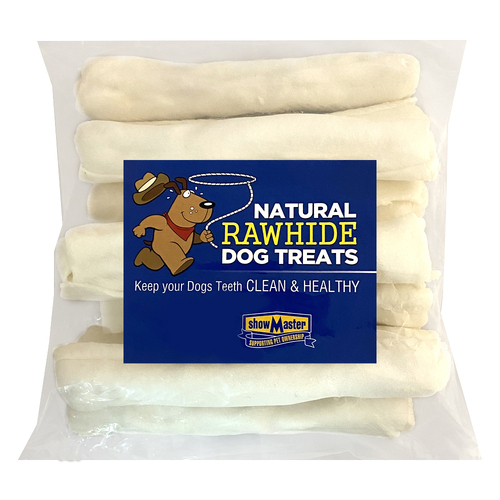 10pc Natural Rawhide Dog Treats Large Plain Retrievers