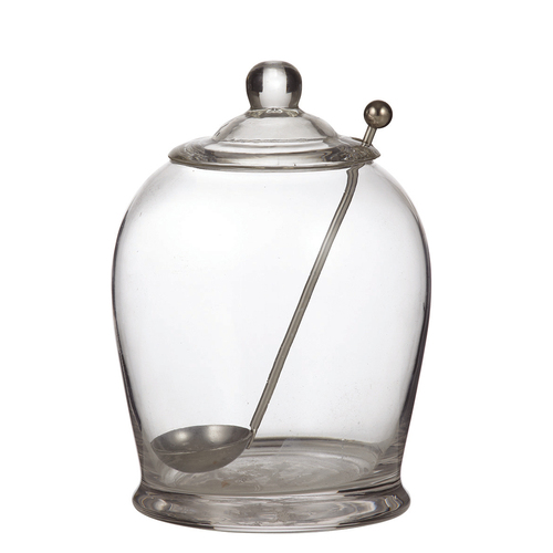Davis & Waddell Olive Jar w/ Stainless Steel Spoon 10x15cm - Clear