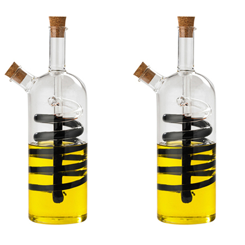 2PK Davis & Waddell Spiral Oil/Vinegar Glass Bottle 7x23cm - Clear/Natural