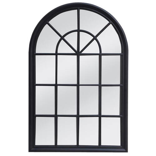 Belle Hamptons Wood Arched Wall Mirror 100x150cm - Black