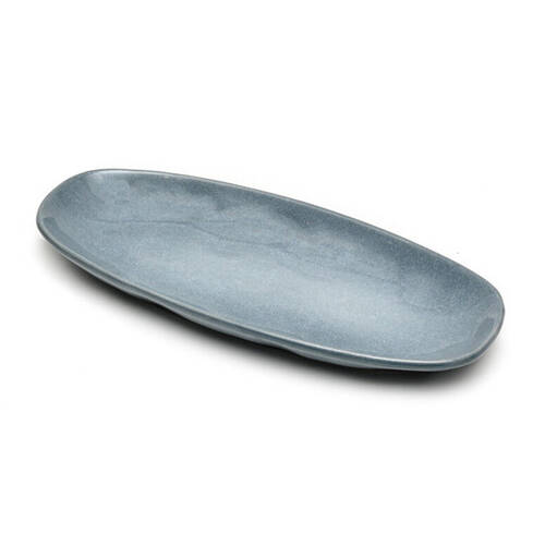 St. Clare Oval Plate Glazed Ceramic 28x13cm Reactive Blue