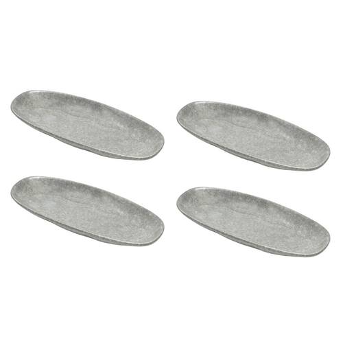 4PK St. Clare Oval Plate Glazed Ceramic 28x13cm Reactive Grey