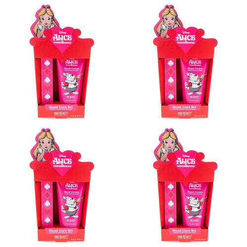 4PK Disney Alice in Wonderland Hand & Nail Care Duo 75ml Red Raspberry/Honeydew