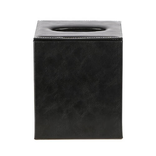 Belle Genieve Leather Square Tissue Box 13.5x15.5cm - Black