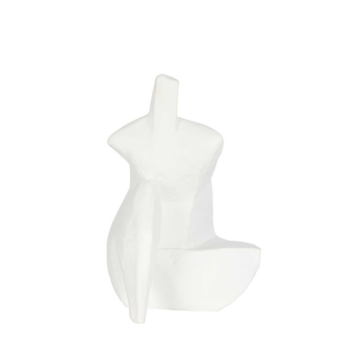 Belle Henry Polyresin Sitting Statue Sculpture Home Decor 26cm - White