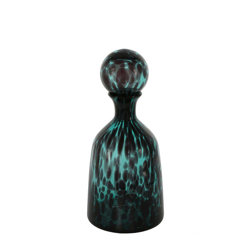 Belle Jasper Glass Bottle Short Verdigris Home Decor 33.5cm - Blue