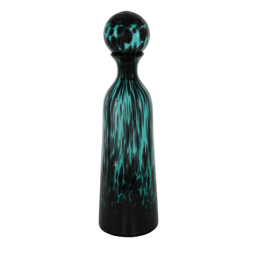 Belle Jasper Glass Bottle Tall Verdigris Home Decor 44.5cm - Blue