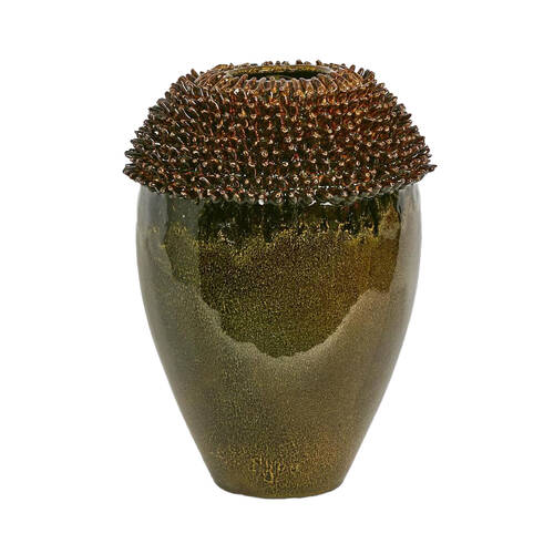 Belle Keir Stoneware Handmade Vase Tall 33x47.5cm - Mustard