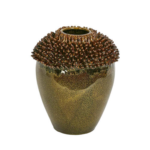 Belle Keir Stoneware Handmade Vase Short 28x31.5cm - Mustard