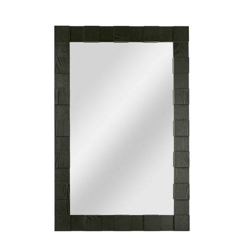 Belle Oak Wood/Glass Monument Wall Mirror 105x70cm - Black
