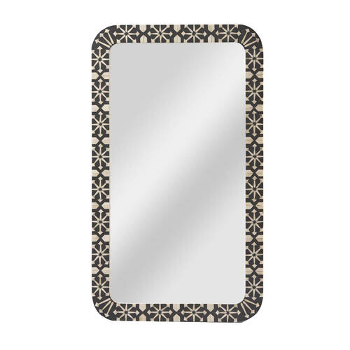 Belle Adina Bone Inlay Handcrafted Mirror 120x70cm - Grey/White