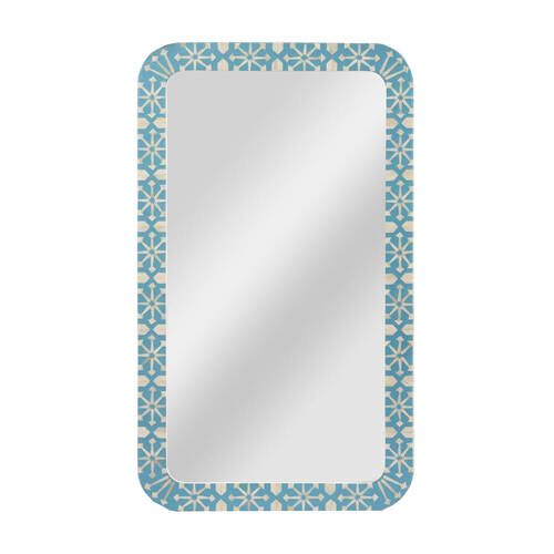 Belle Adina Bone Inlay Handcrafted Mirror 120x70cm - Aqua/White