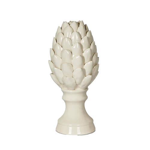 Belle Ceramic Artichoke Sculpture Tall 15x32cm - White