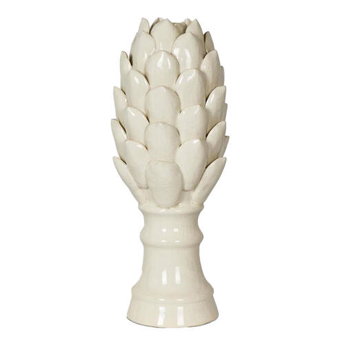 Belle Ceramic Artichoke Sculpture Short 12x27cm - White