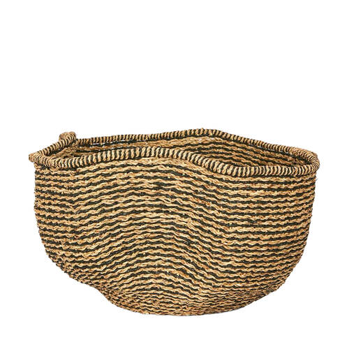Belle Nico Paper Rope Storage Basket 51x51cm - Black/Natural