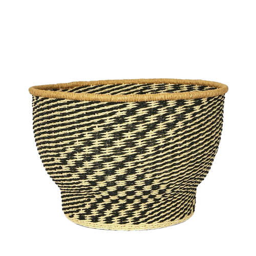 Belle Kuro Paper Rope Handwoven Basket 38x38cm - Black/Natural