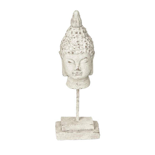Belle Cement Buddha On Stand Sculpture 17x47cm - Grey