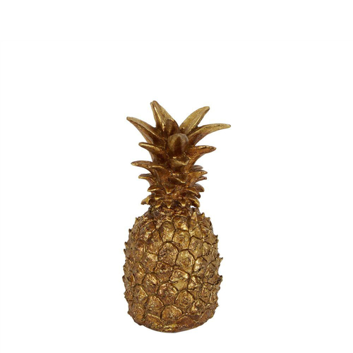 Belle Golden Polyresin Pineapple Decor Small 21cm - Gold