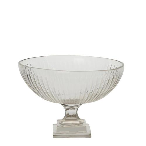 Belle Cello Strip Cut Glass Bowl w/ Stand 25x20cm - Clear
