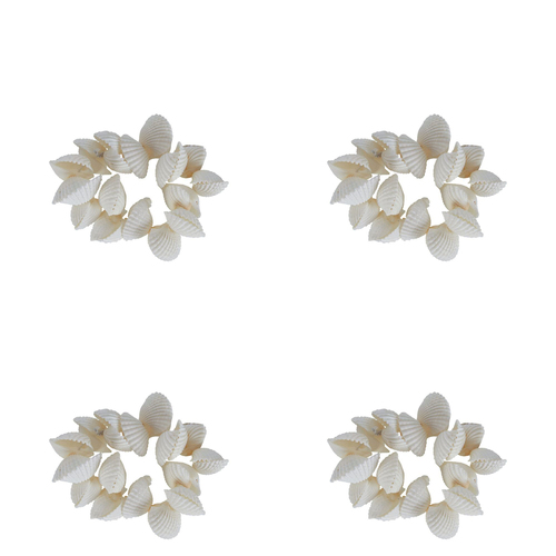 4PK Belle Mandalay Shell/Elastic Napkin Ring 6cm - White