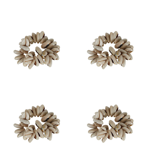 4PK Belle Whitsunday Shell/Elastic Napkin Ring 6cm - White