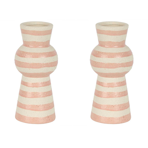 2PK Belle Solana Ceramic Flower Vase Small 20cm - Light Pink