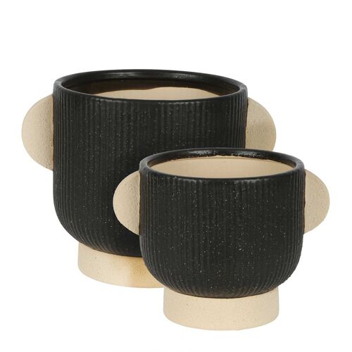 Belle Cartez Ceramic Flower Pot/Planter Large 31.5cm Home Decor - Black