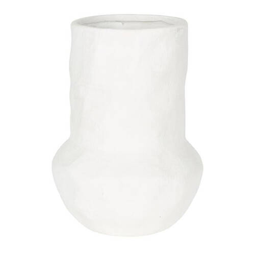 Belle Terracotta Cyrone Belly Vase Small 18.5x25.5cm - White