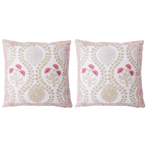 2PK LVD Cotton Quilted Square Cushion/Pillow 55cm - Moghul