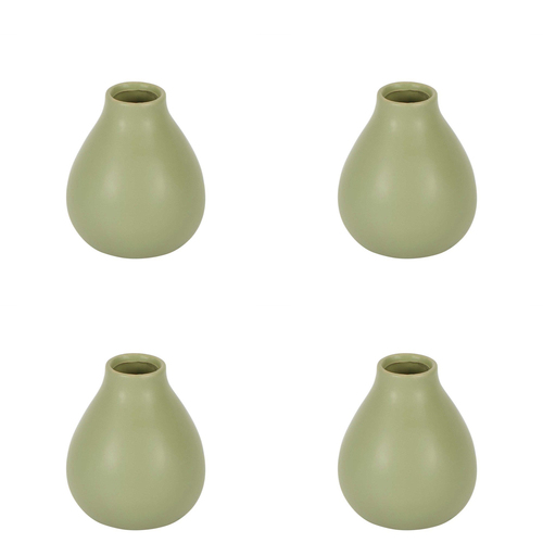 4PK Belle Freyja Bud Stoneware Flower Vase Small 13cm - Green