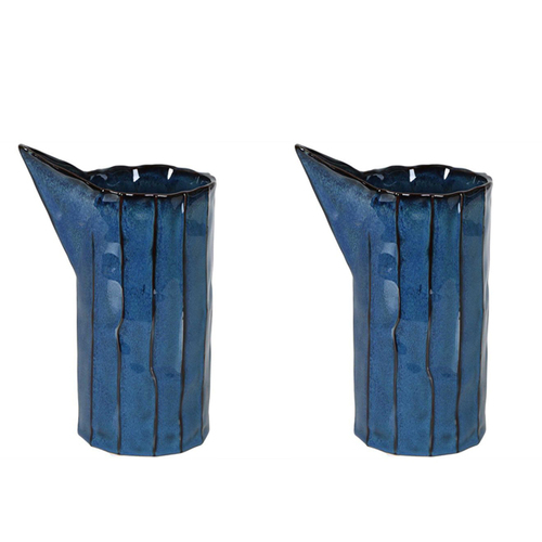 2PK Belle Marimo Stoneware Vessel Flower Vase Large 23cm - Dark Blue